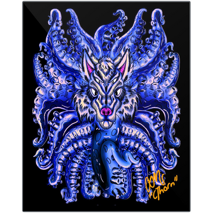 Deep Velvet Blue-Yellow Wolf Tulu Metal Print AMCThorn Art