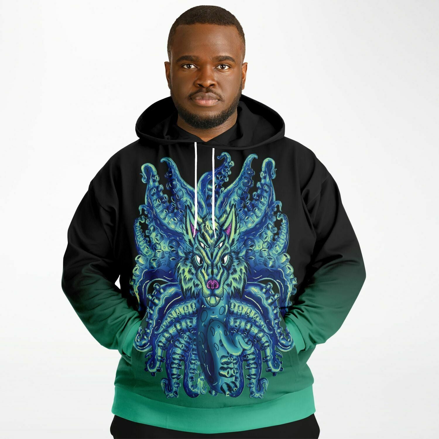 Deep Blue Sea Wolf Tulu High Quality Athletic Plus-size Hoodie - AMCThorn Art