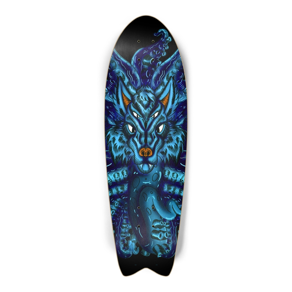 Blue Wolf Tulu Fish Tail Skateboard