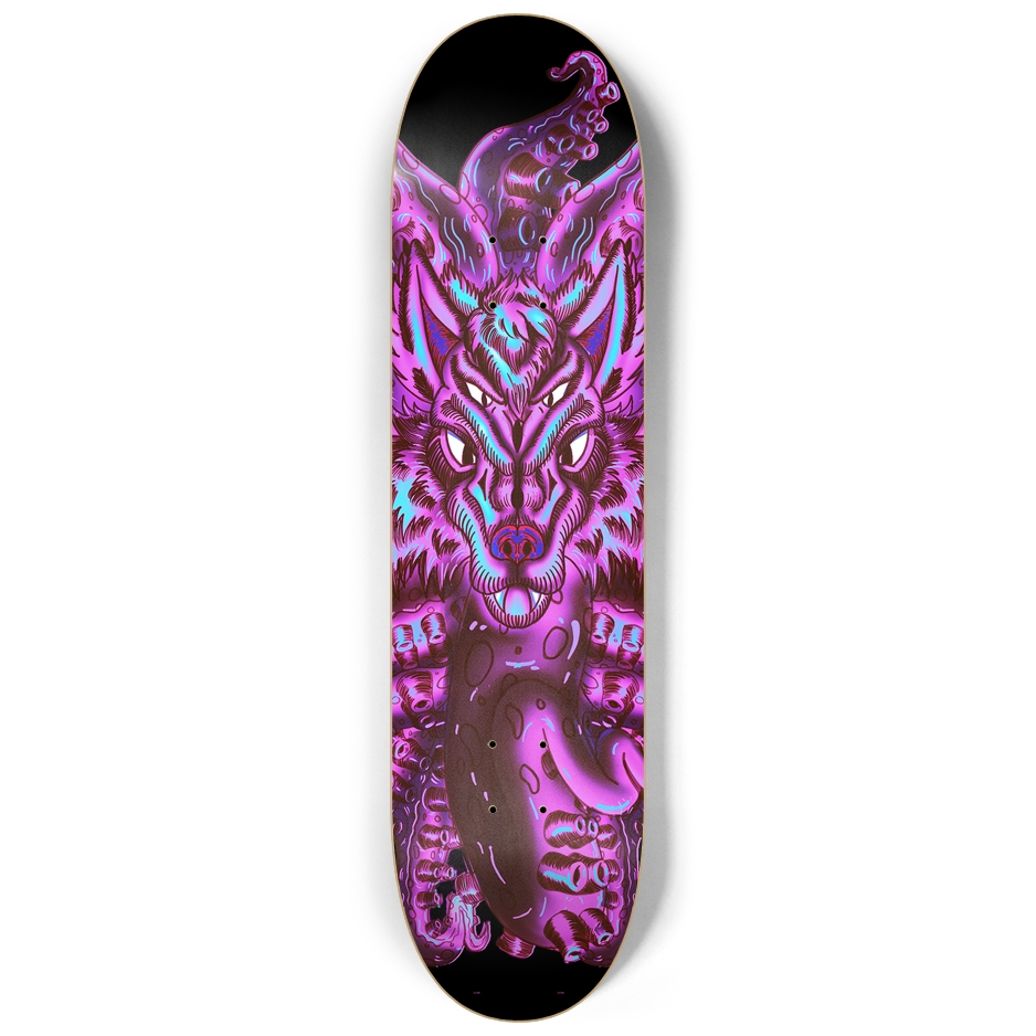 Cotton Candy Wolf Tulu 8.25" Skateboard AMCThorn Art