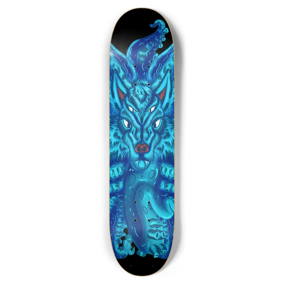 Deep Blue Wolf Tulu 7.75" Skateboard AMCThorn Art