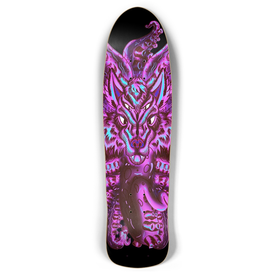 Cotton Candy Wolf Tulu Retro Rocket Skateboard AMCThorn Art