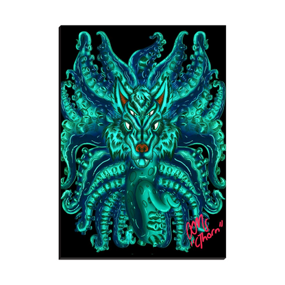 Turquoise Wolf Tulu Easel Back Canvas AMCThorn Art
