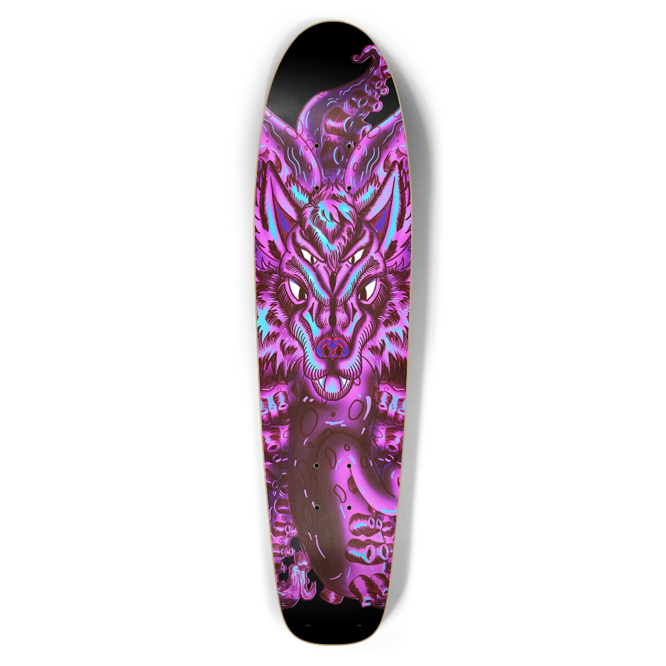 Cotton Candy Wolf Tulu Bottle Tail Skateboard AMCThorn Art