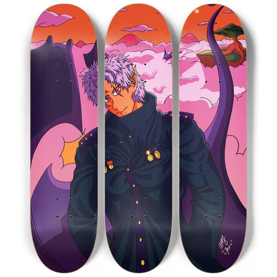 Sky Ray Commander 3 Skateboard Triptych Art Print