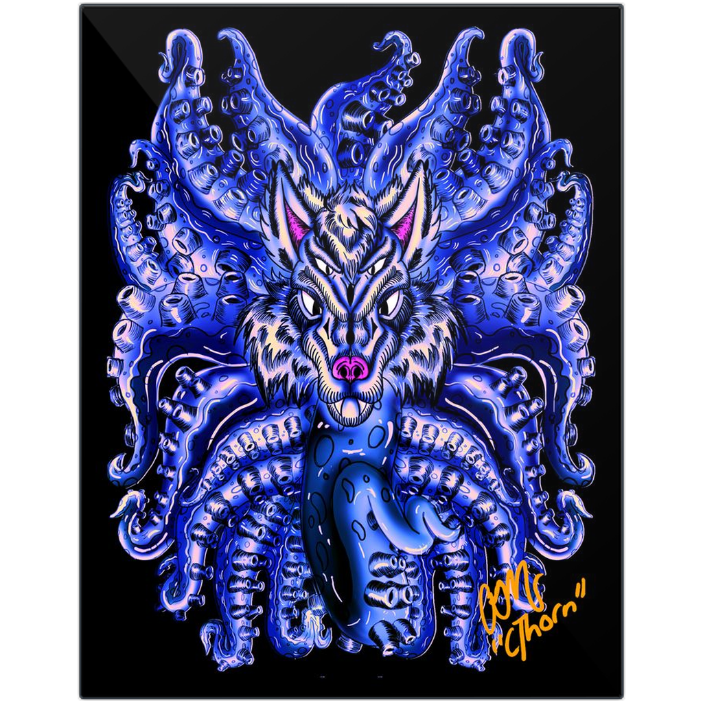 Deep Velvet Blue-Yellow Wolf Tulu Metal Print AMCThorn Art