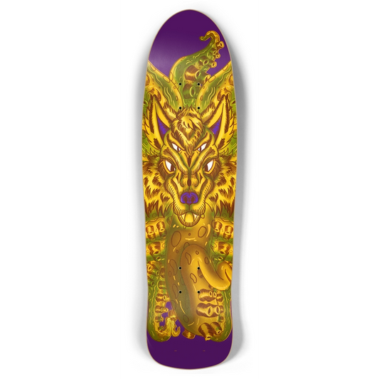 Golden Wolf Tulu Retro Rocket Skateboard AMCThorn Art