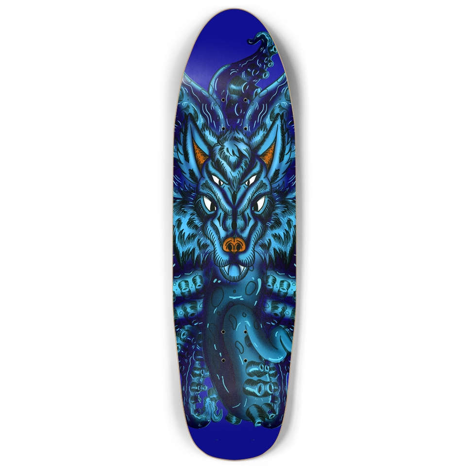 Blue Wolf Tulu Punk Nose Skateboard AMCThorn Art