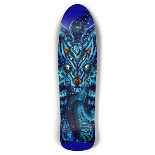 Blue Wolf Tulu Retro Rocket Skateboard AMCThorn Art