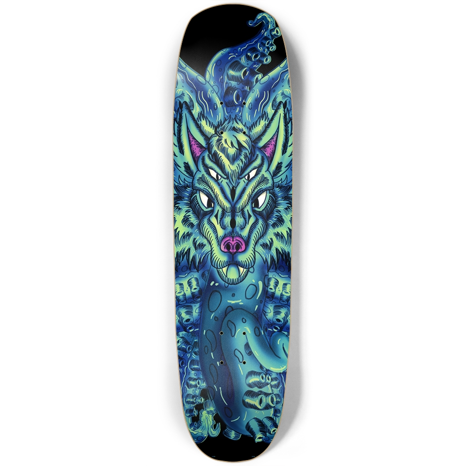 Deep Blue Sea Wolf Tulu Square Nose Skateboard AMCThorn Art