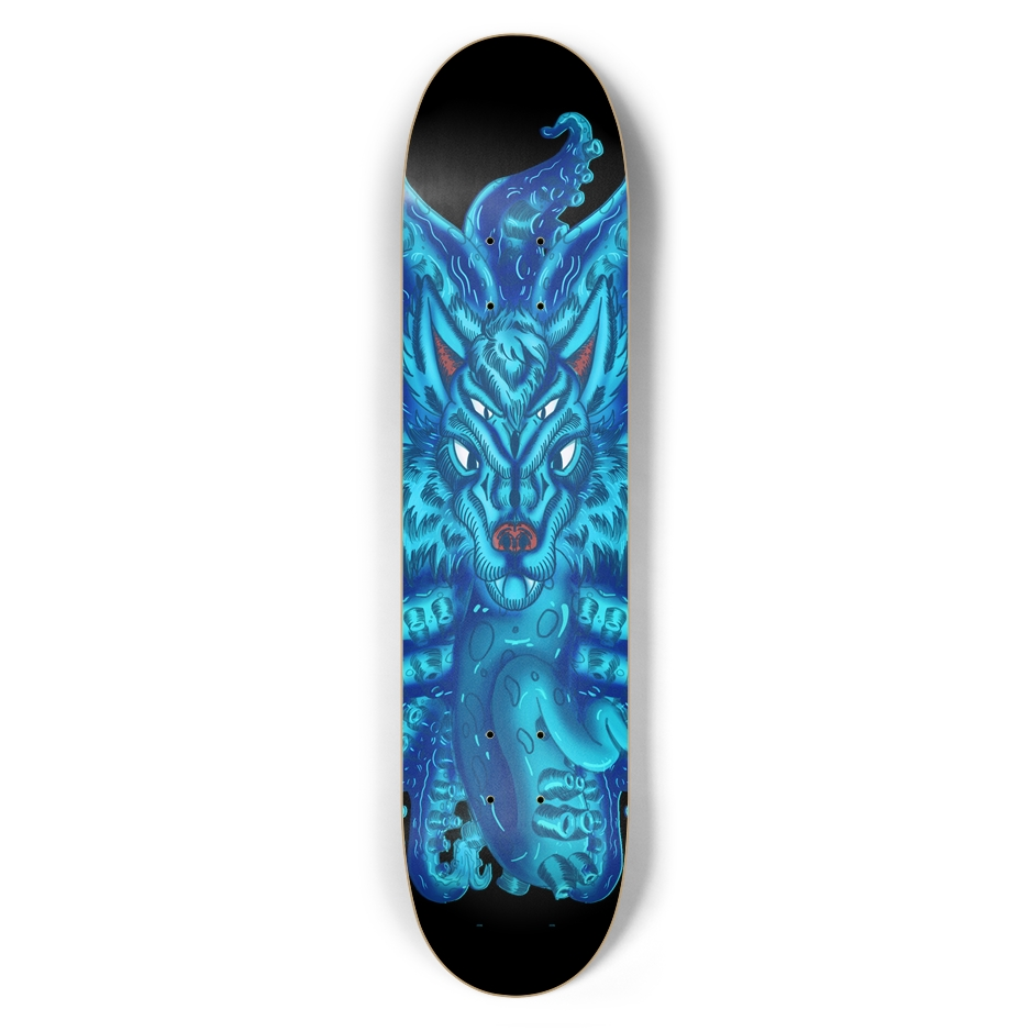 Deep Blue Wolf Tulu 7.5" Skateboard AMCThorn Art