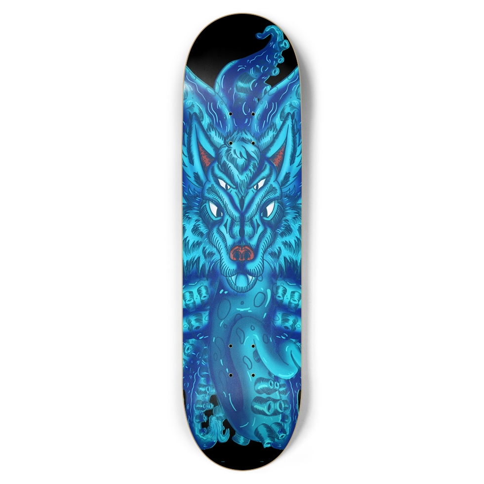 Deep Blue Wolf Tulu 8.75" Skateboard AMCThorn Art