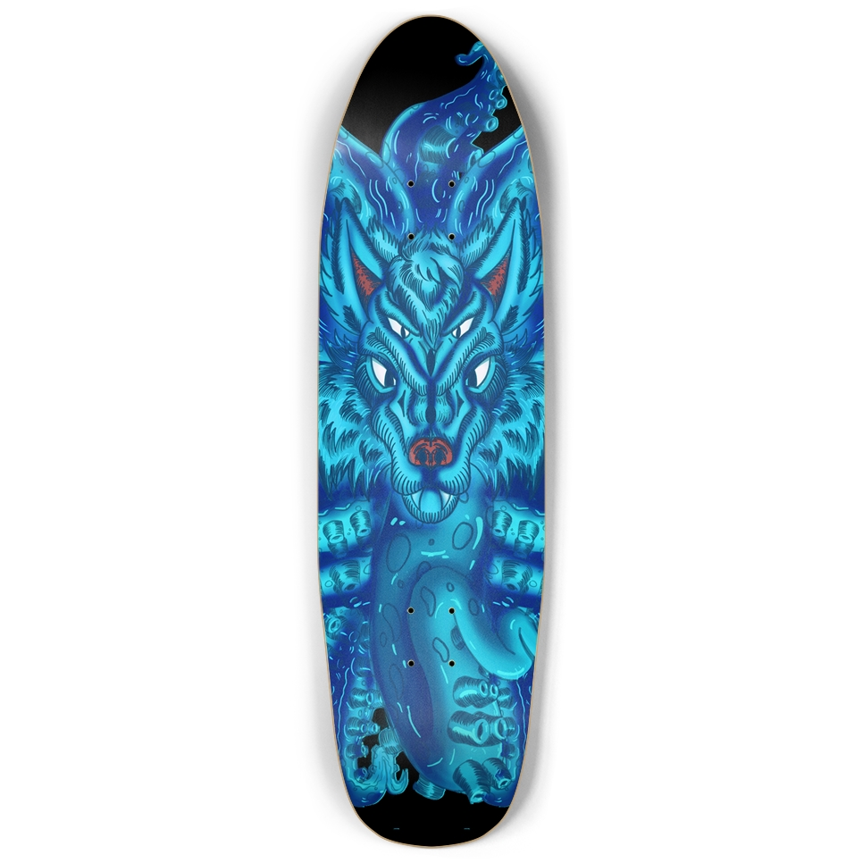 Deep Blue Wolf Tulu Punk Nose Skateboard AMCThorn Art