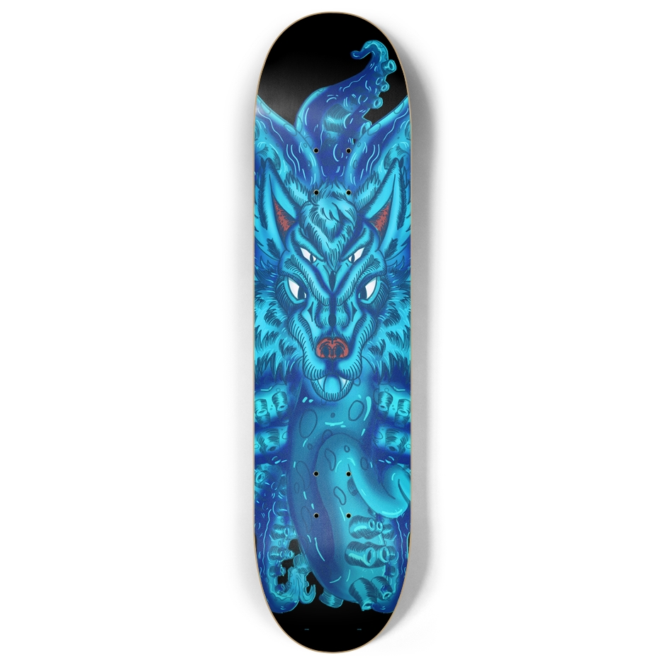 Deep Blue Wolf Tulu 8" Skateboard AMCThorn Art