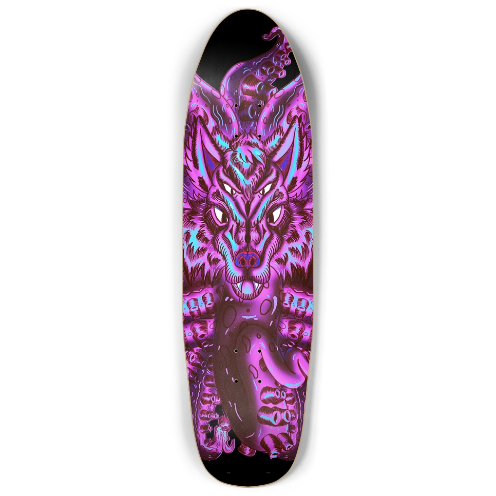 Cotton Candy Wolf Tulu Punk Nose Skateboard AMCThorn Art