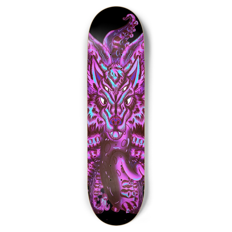 Cotton Candy Wolf Tulu 8.75" Skateboard AMCThorn Art