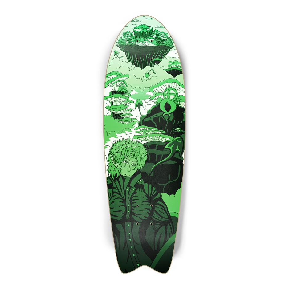 Sky Ray Commander Lime Fish Tail Skateboard