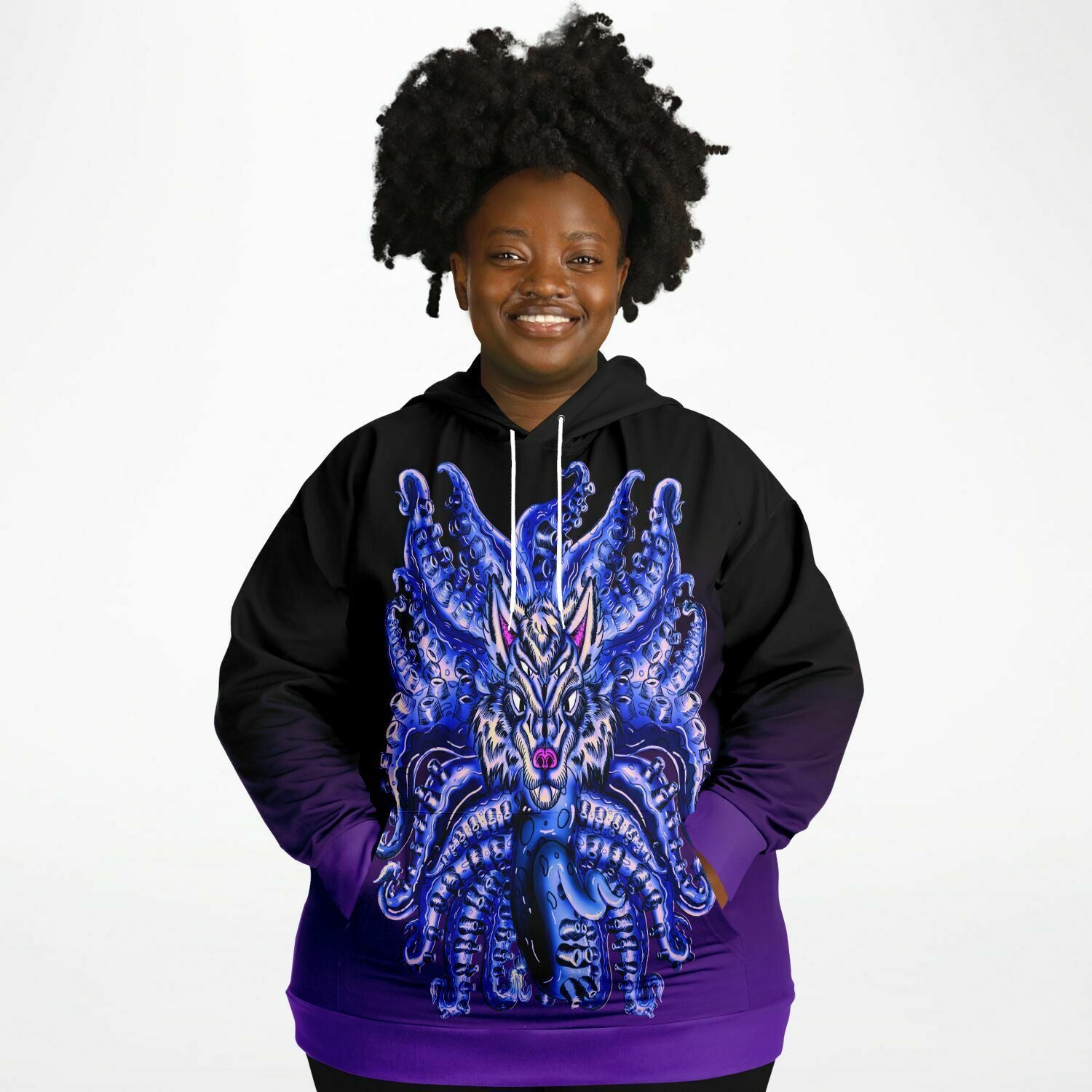 Deep Velvet Blue-Yellow Wolf Tulu Athletic Plus-size Hoodie copy Subliminator