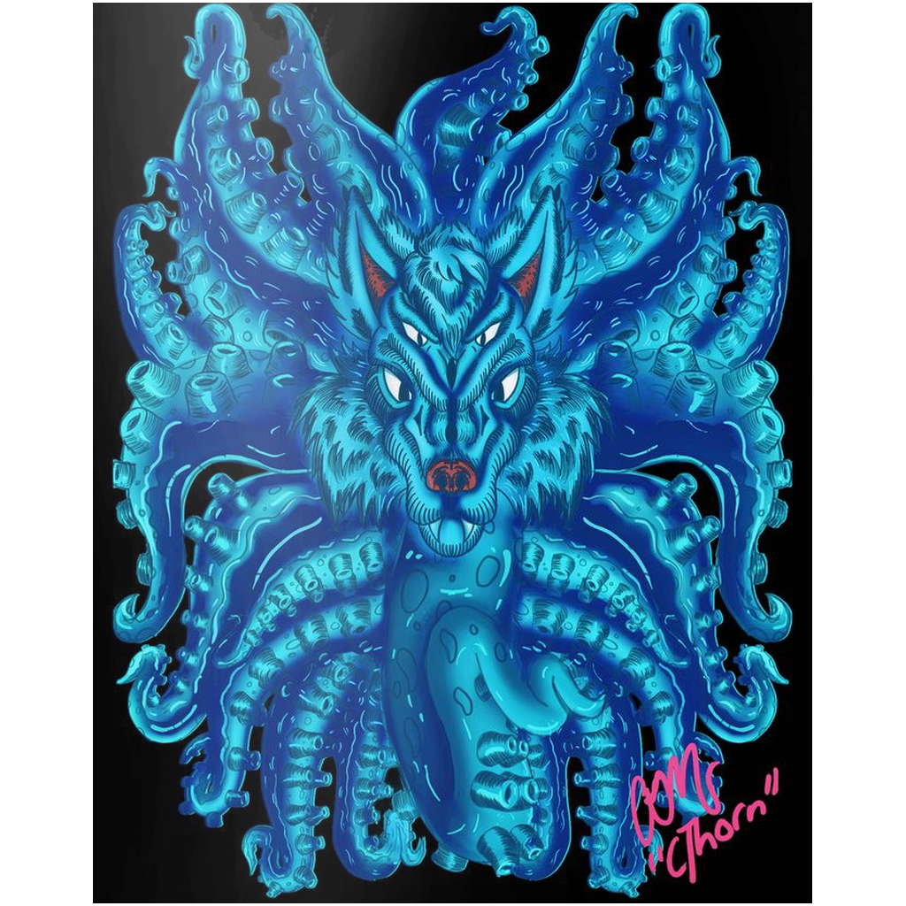 Deep Blue Wolf Tulu Metal Print AMCThorn Art