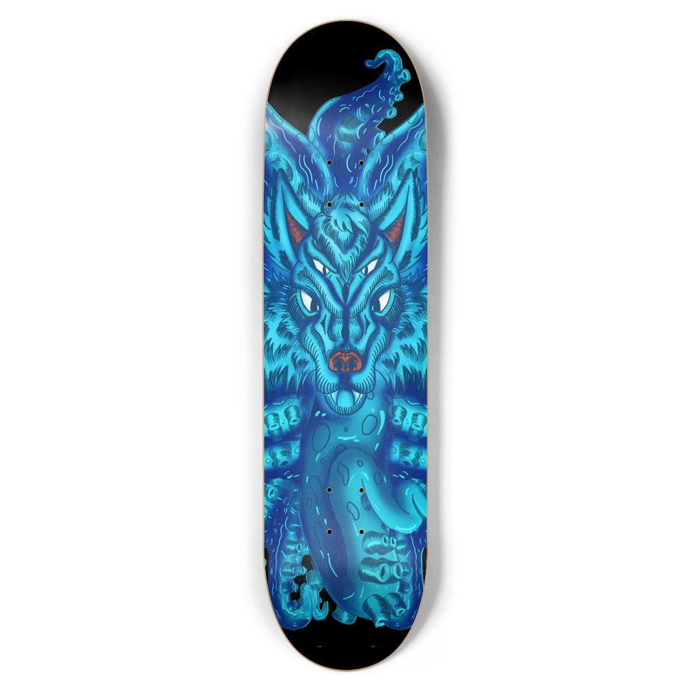 Deep Blue Wolf Tulu 8.5" Skateboard AMCThorn Art