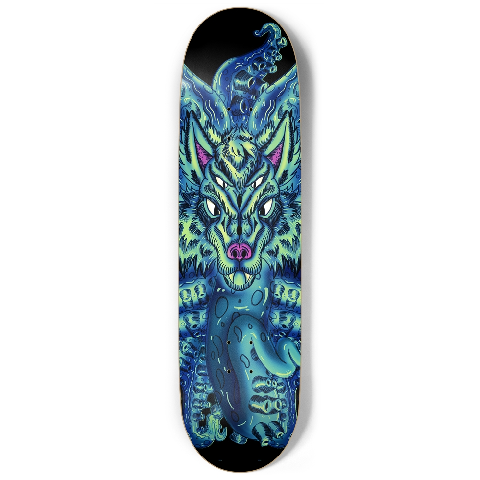 Deep Blue Sea Wolf Tulu 9" Skateboard AMCThorn Art