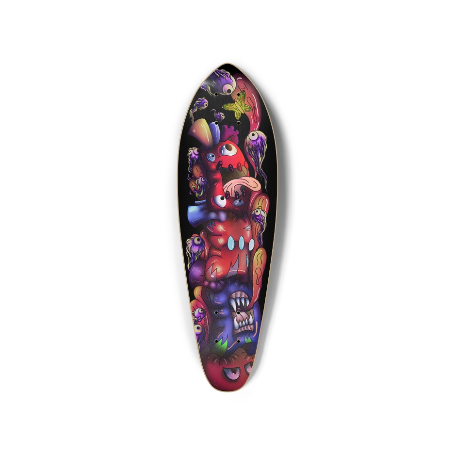 ChaosHeart Totem Mini Cruiser Skateboard AMCThorn Art