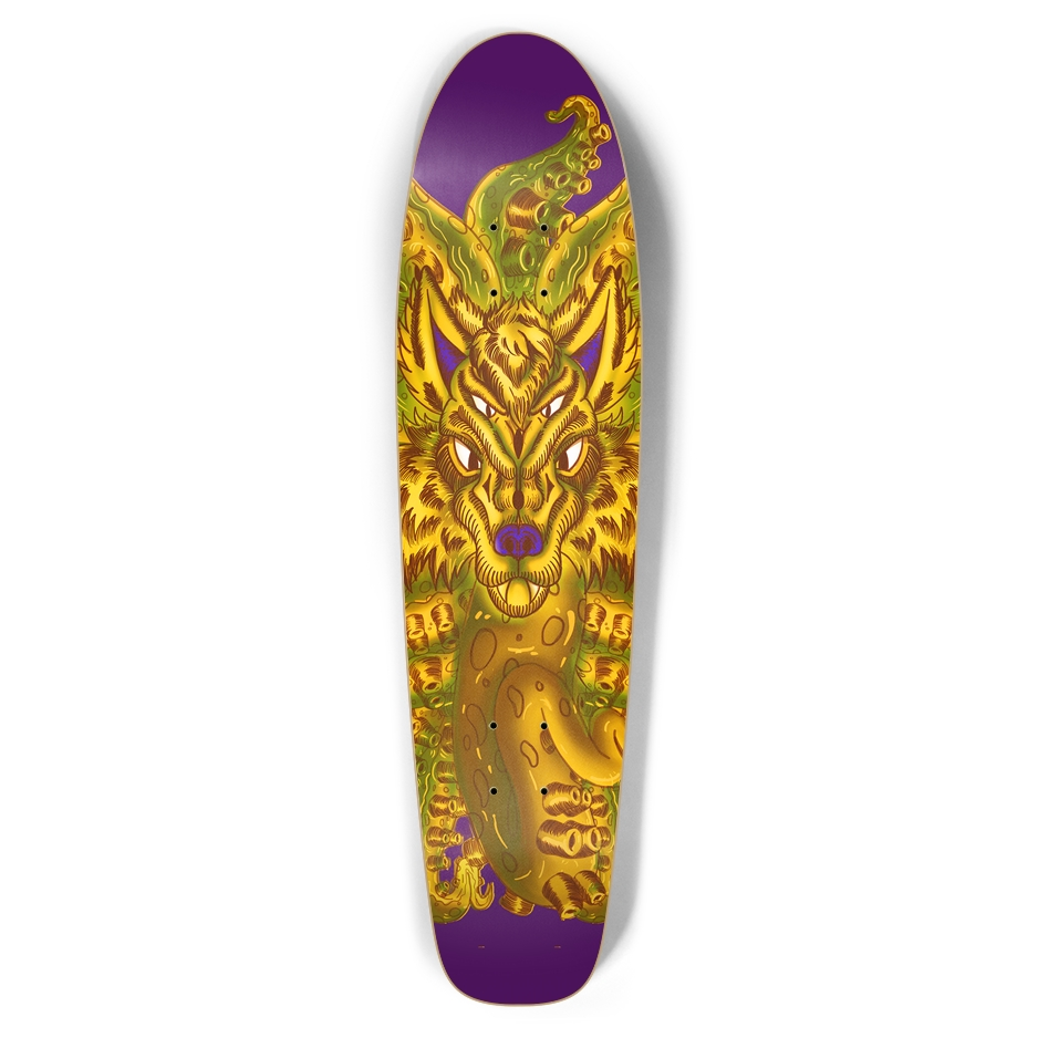 Golden Wolf Tulu Bottle Tail Skateboard AMCThorn Art