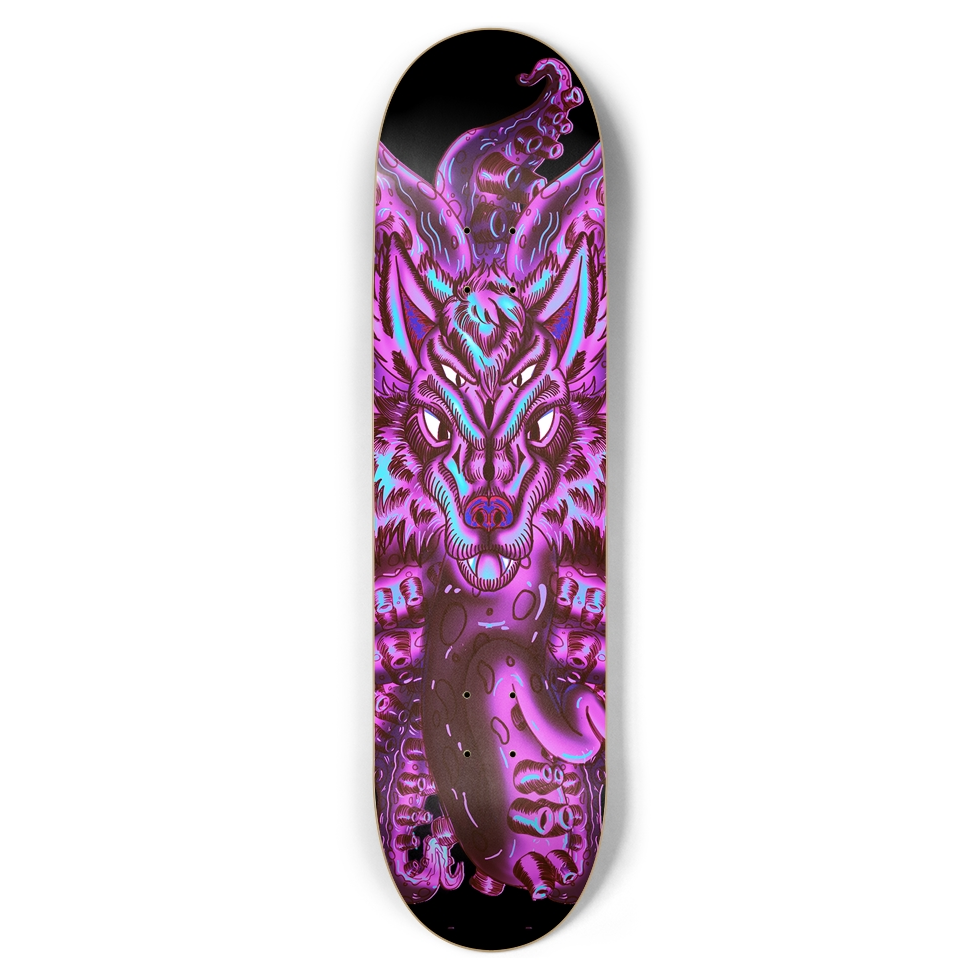 Cotton Candy Wolf Tulu 8.5" Skateboard AMCThorn Art