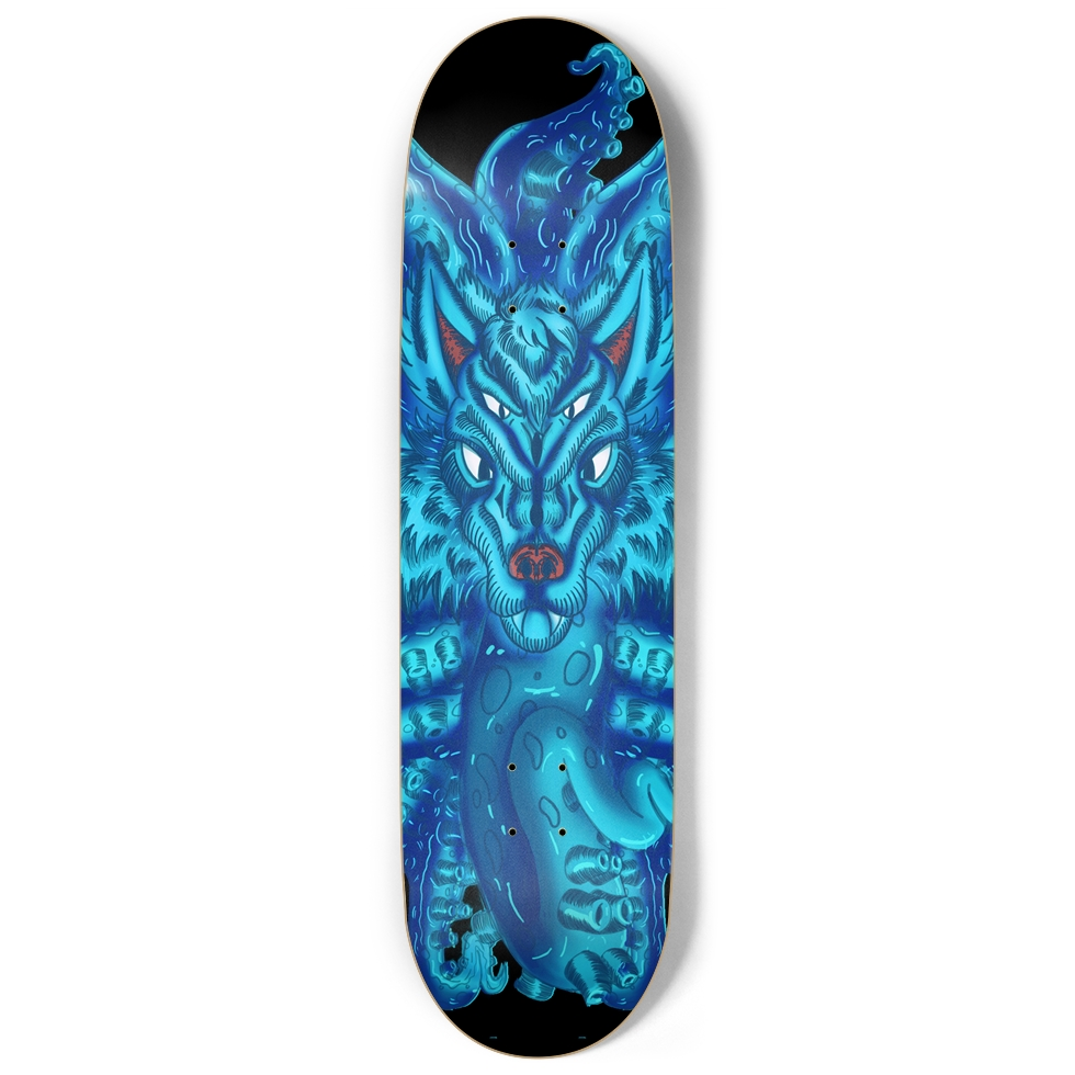 Deep Blue Wolf Tulu 9" Skateboard AMCThorn Art