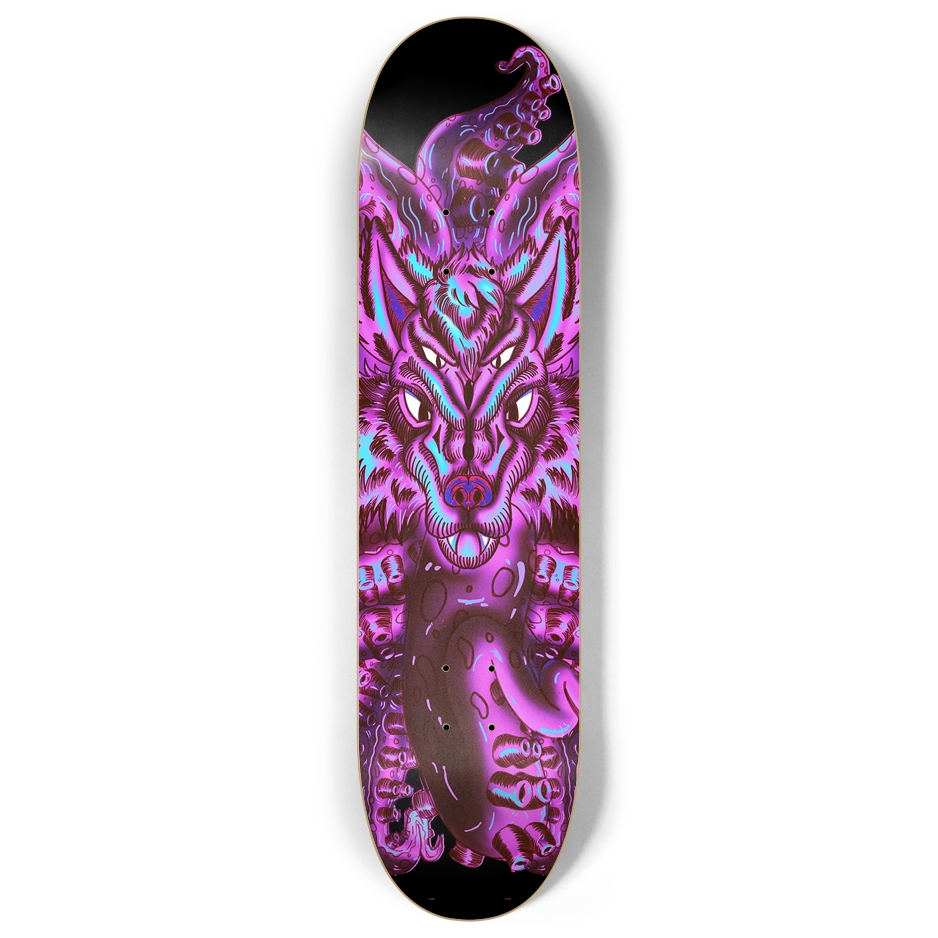 Cotton Candy Wolf Tulu 8" Skateboard AMCThorn Art