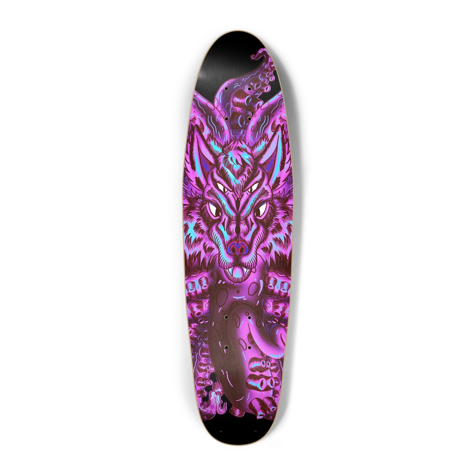 Cotton Candy Wolf Tulu Crusier Skateboard AMCThorn Art