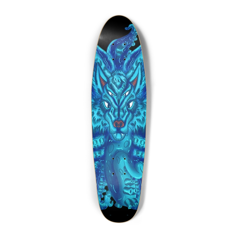 Deep Blue Wolf Tulu Crusier Skateboard AMCThorn Art