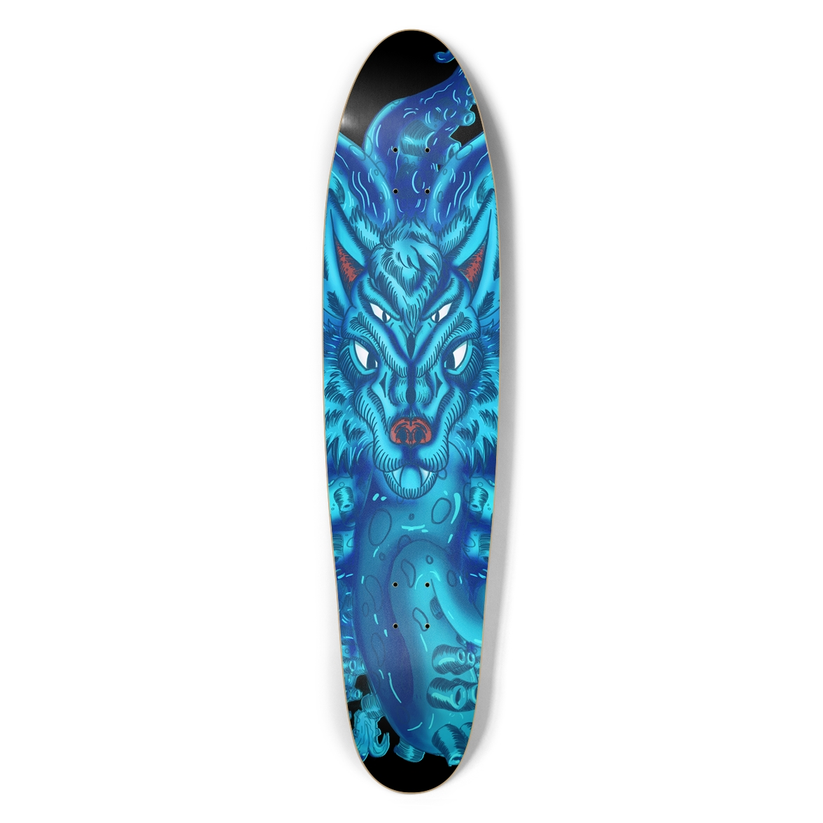 Deep Blue Wolf Tulu Longboard AMCThorn Art