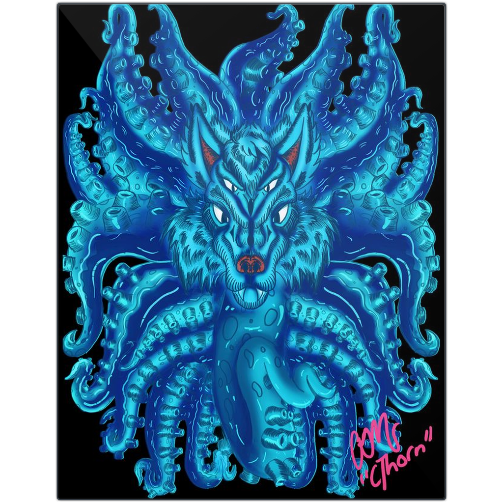 Deep Blue Wolf Tulu Metal Print AMCThorn Art