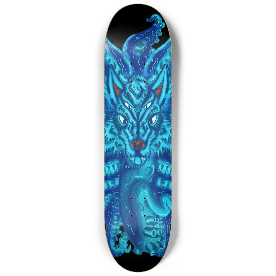 Deep Blue Wolf Tulu 8.25" Skateboard AMCThorn Art