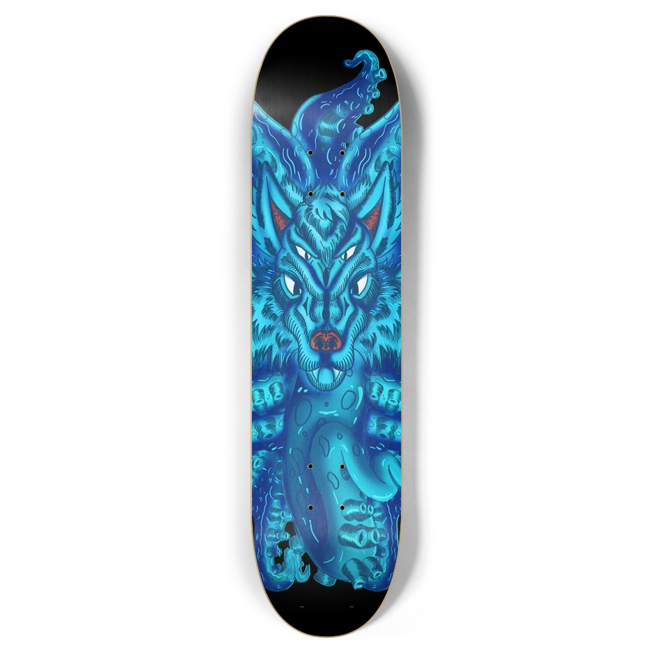 Deep Blue Wolf Tulu 7.87" Skateboard AMCThorn Art