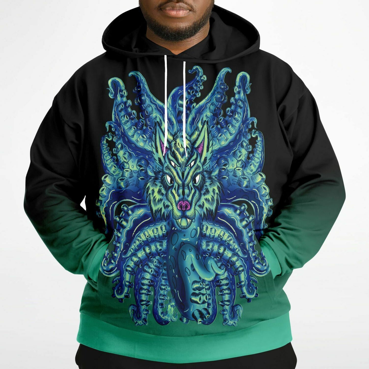 Deep Blue Sea Wolf Tulu High Quality Athletic Plus-size Hoodie - AMCThorn Art