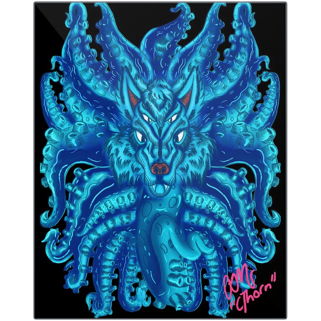 Deep Blue Wolf Tulu Metal Print AMCThorn Art