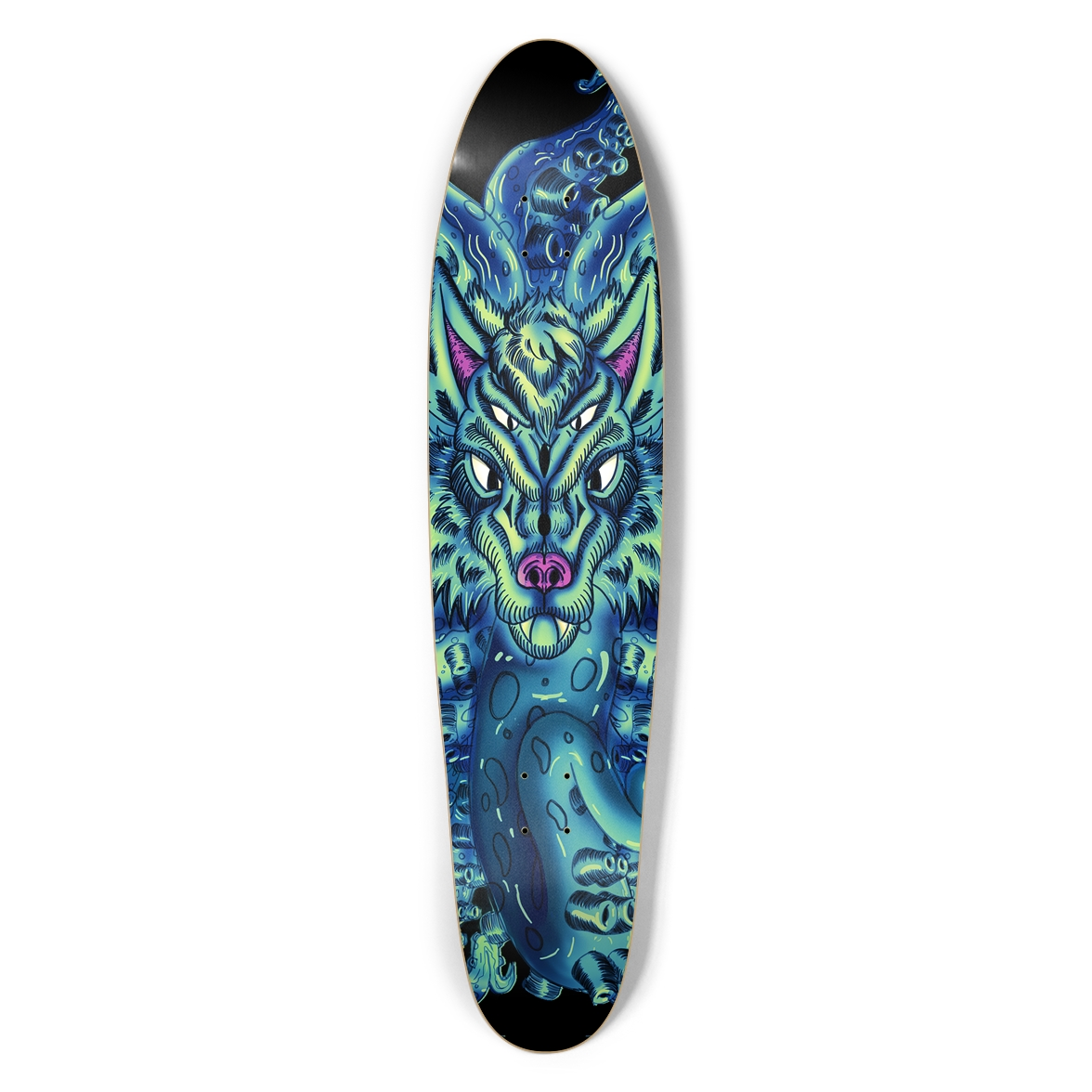 Deep Blue Sea Wolf Tulu Longboard AMCThorn Art