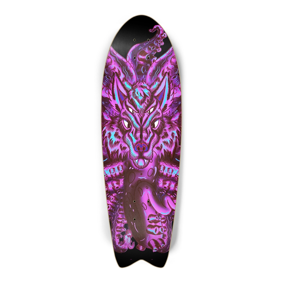 Cotton Candy Wolf Tulu Fish Tail Skateboard