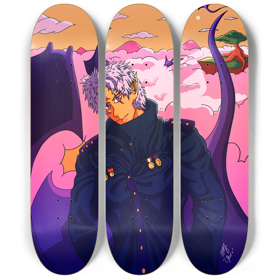 Sky Ray Commander 5 Skateboard Triptych Art Print