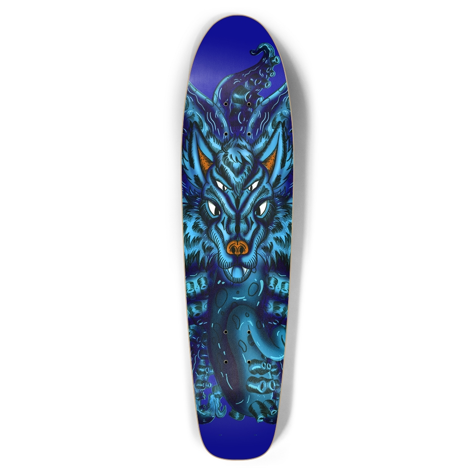 Blue Wolf Tulu Bottle Tail Skateboard AMCThorn Art