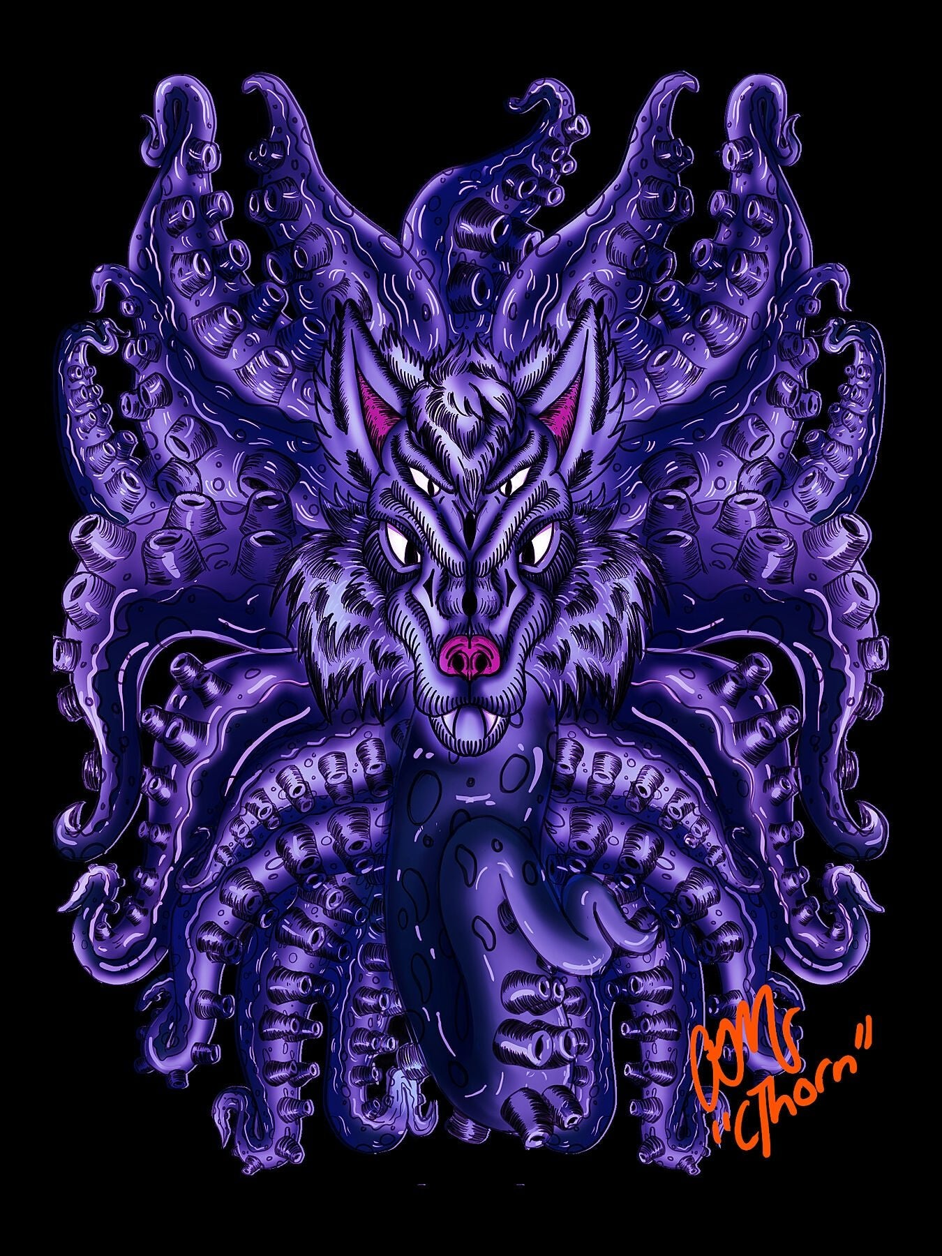 Deep Purple Wolf Tulu Giclée Print - AMCThorn Art