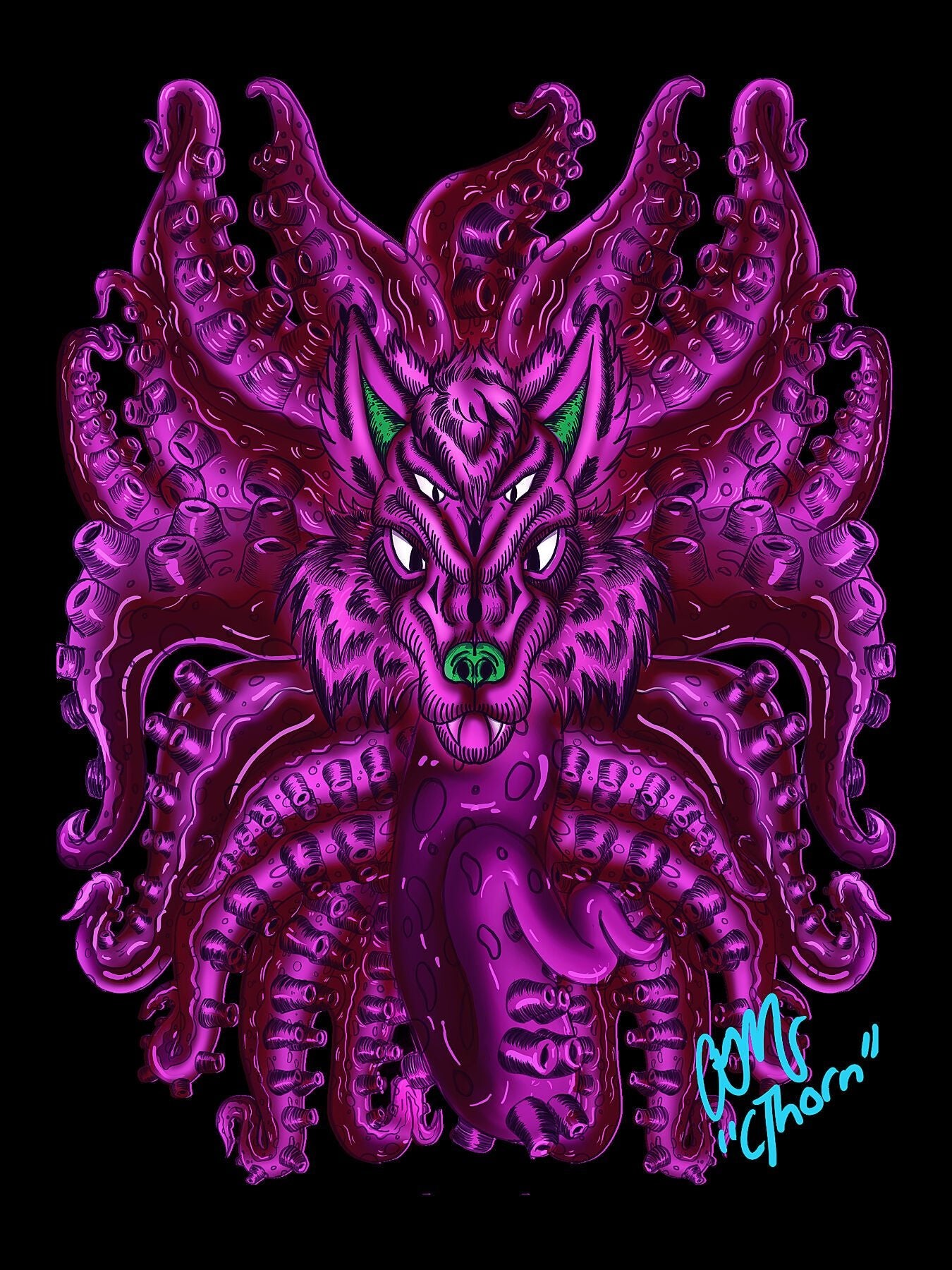 Purple Wolf Tulu Giclée Print - AMCThorn Art