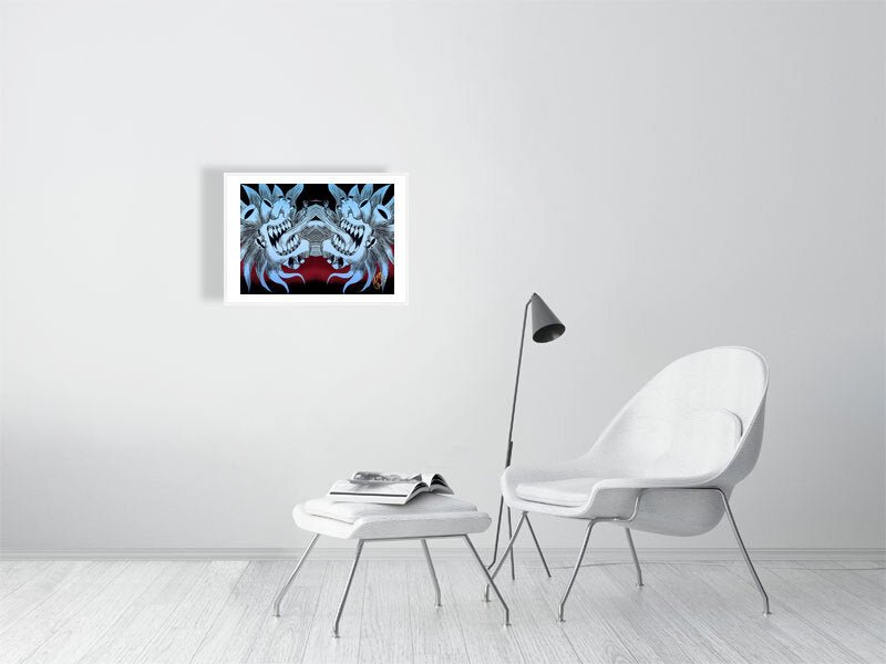 Trippy Blue ChaosHeart Giclée Print - AMCThorn Art